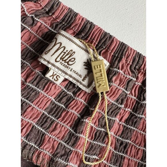 Mille Jane Size XS • Resort & Travel Mini Dress in Pink Gray Stripe Puff Sleeve - Picture 14 of 15